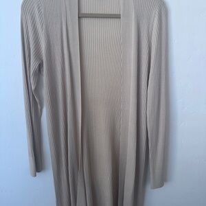 LOFT Tan Ribbed Knit Cardigan Sweater